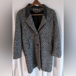 Vintage New York Girl Women's Black and Gray Tweed Coat , Size 8